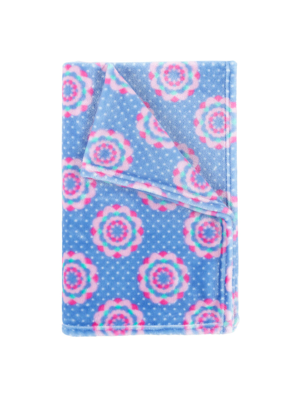 Super Soft Plush Girl's Blanket Snuggly Blankie Purple Pink Floral White Dots
